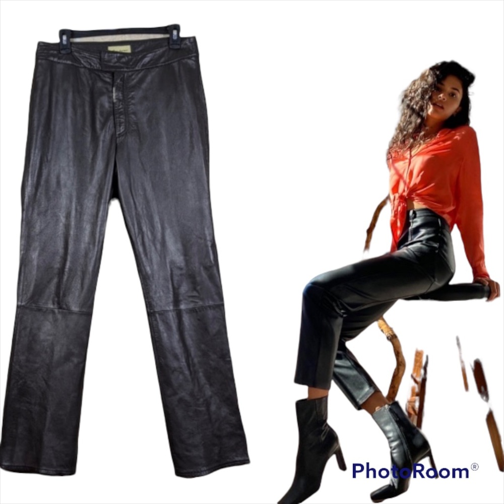 REM GARSON Glove Leather Straight Leg Pants Black Size 10
